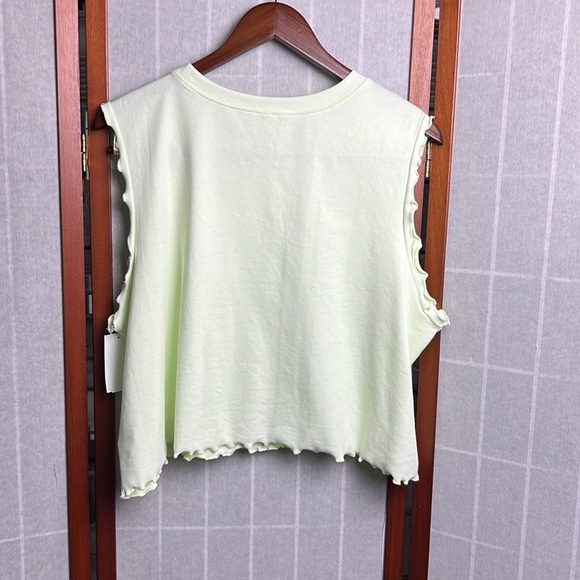 BP. Crop Lettuce Edge Organic Cotton Blend Tank in Green Limecream Size … - Picture 5 of 7